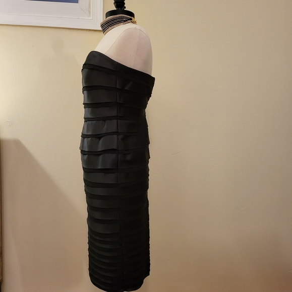 WHBM Black Satin and Chiffon Cocktail Dress - Picture 3 of 7